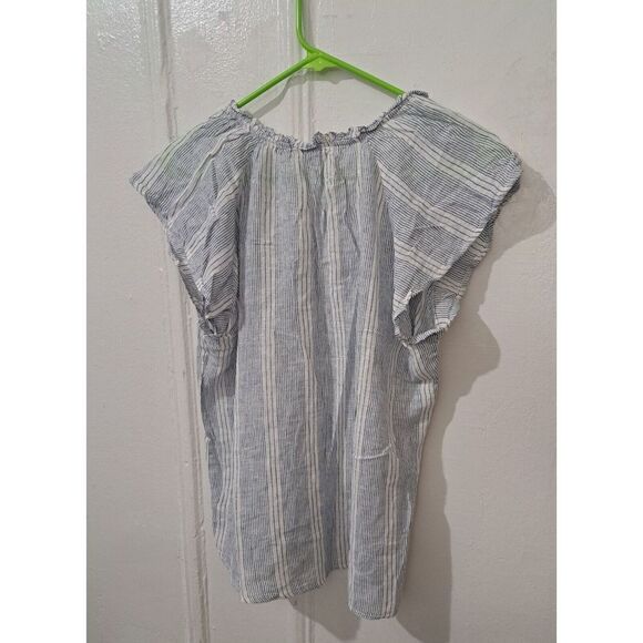 Rails Womens Small RAVEN  ALAMEDA Stripe Flutter Sleeve Blouse White Peasant Top - Picture 3 of 7